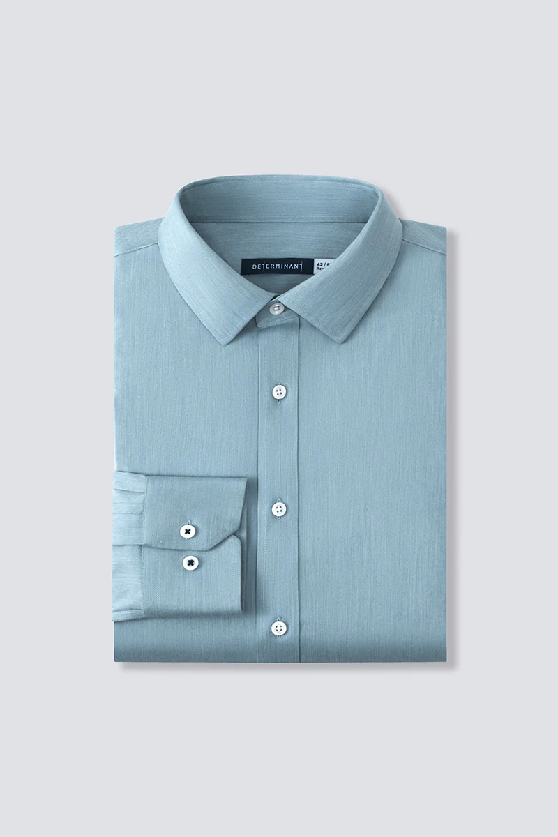 Wrinkle-Free Twill Heather Dress Shirt | Sky Blue 27796N - Image 12
