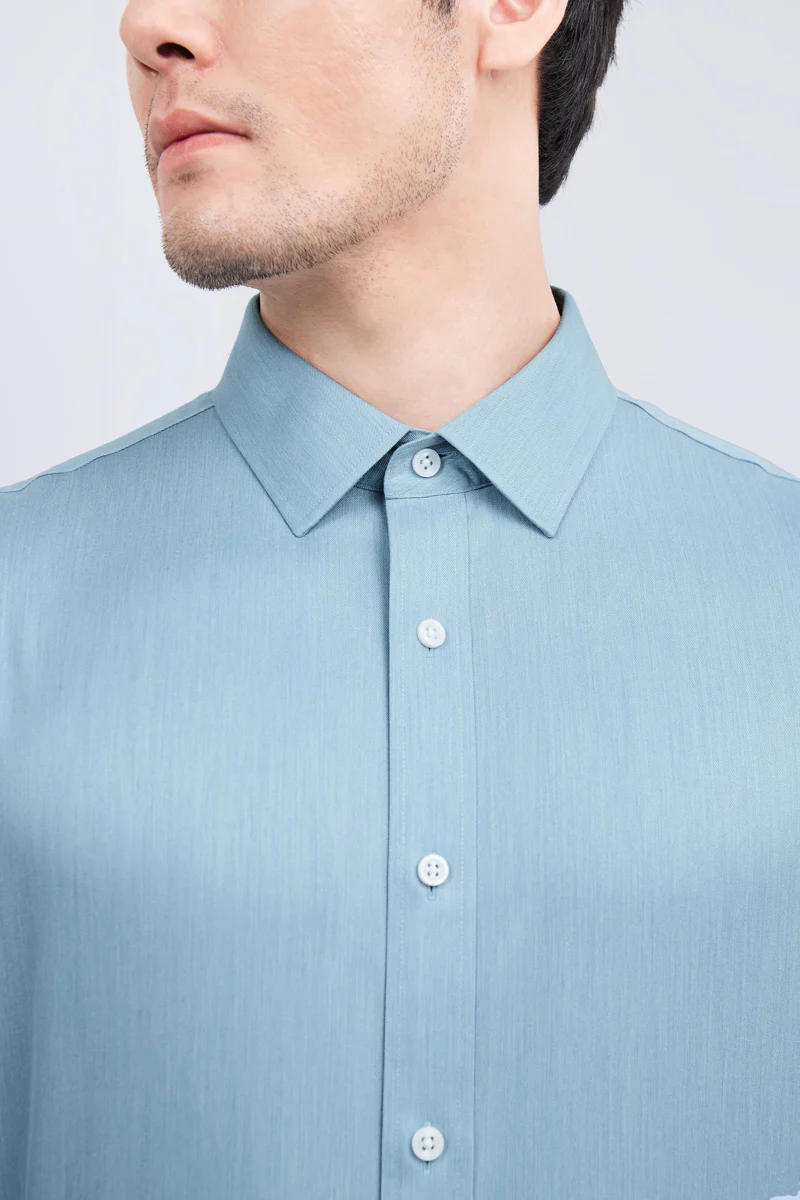 Wrinkle-Free Twill Heather Dress Shirt | Sky Blue 27796N - Image 2