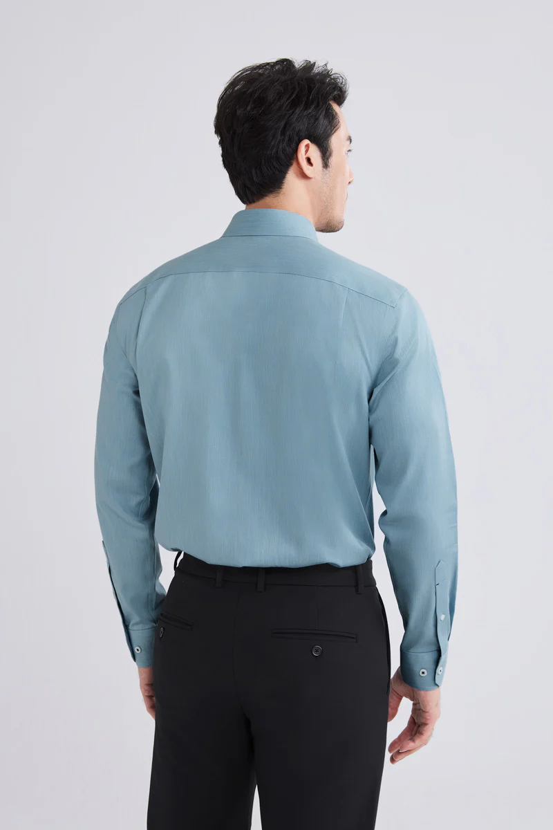 Wrinkle-Free Twill Heather Dress Shirt | Sky Blue 27796N - Image 3