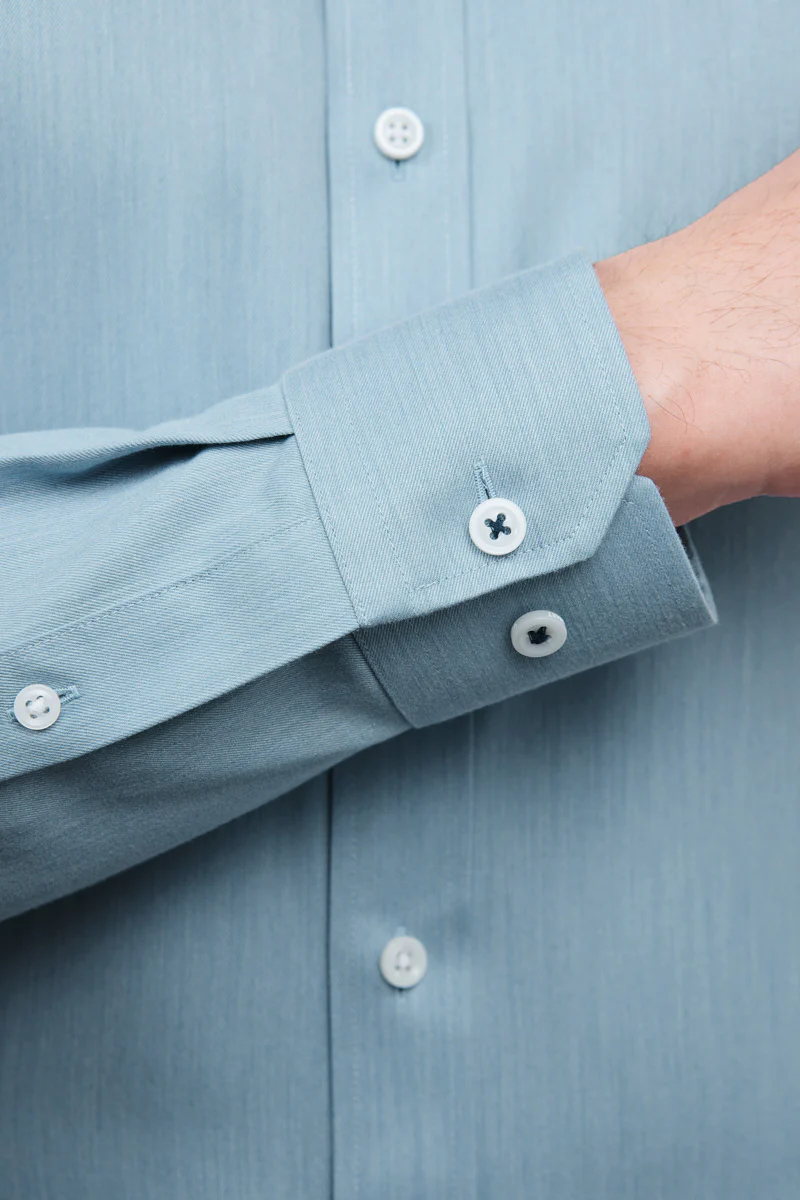 Wrinkle-Free Twill Heather Dress Shirt | Sky Blue 27796N - Image 4