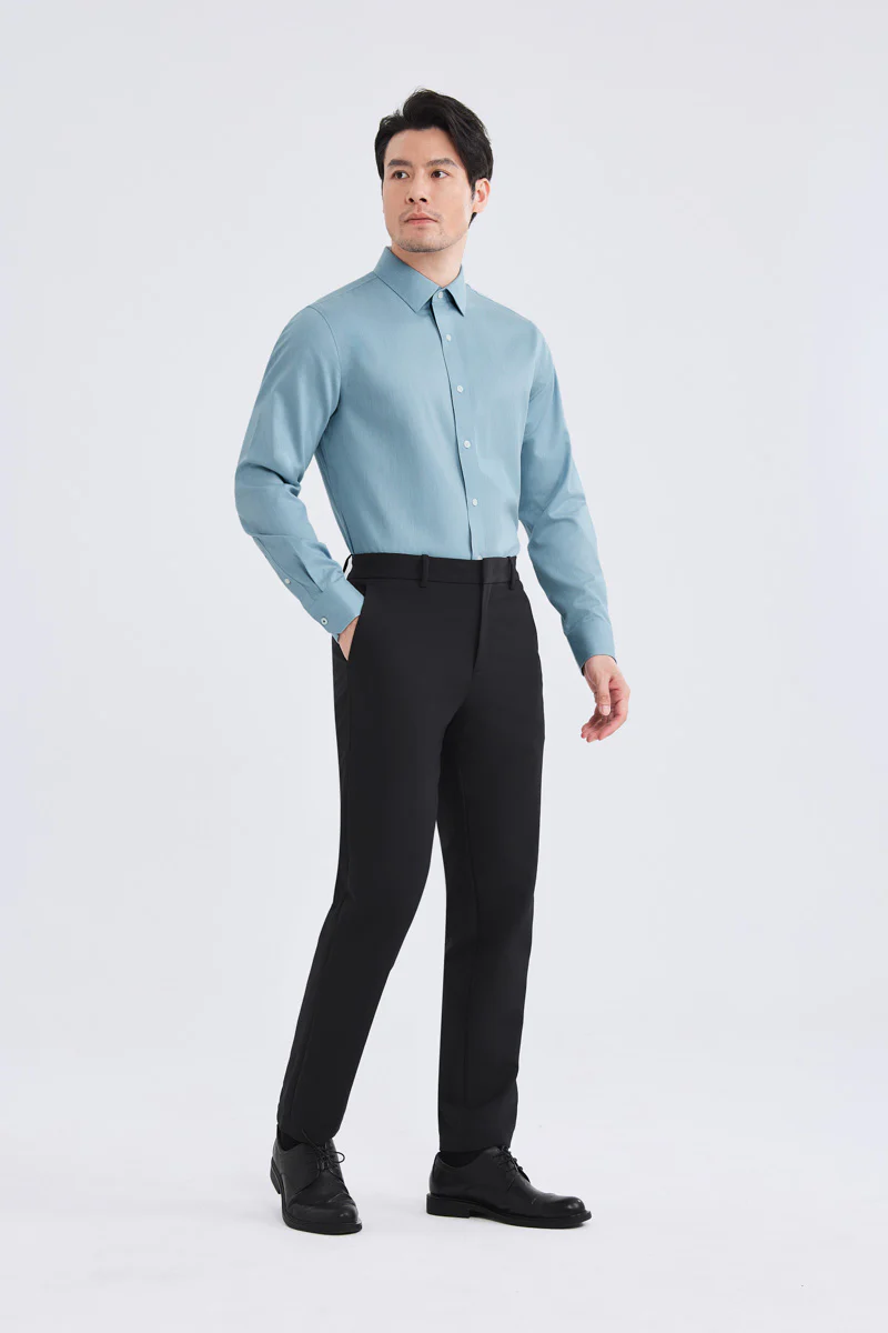 Wrinkle-Free Twill Heather Dress Shirt | Sky Blue 27796N - Image 6