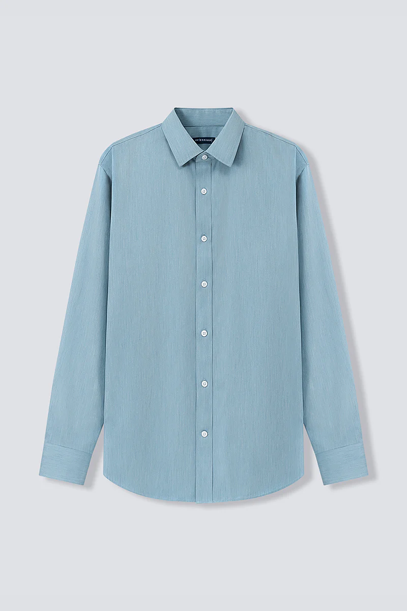 Wrinkle-Free Twill Heather Dress Shirt | Sky Blue 27796N - Image 7